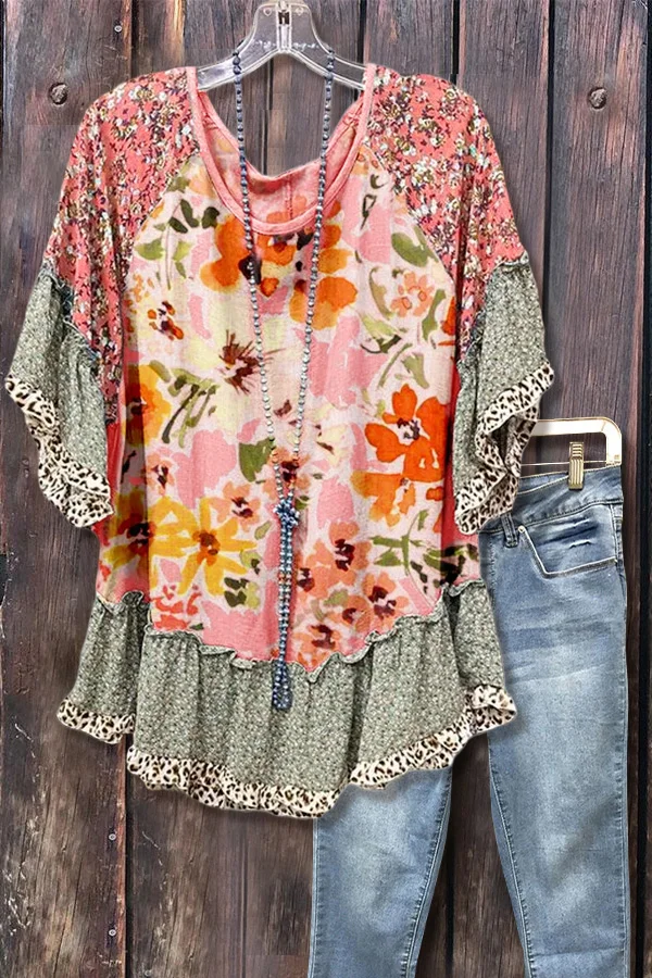 Mixed Floral Print Top