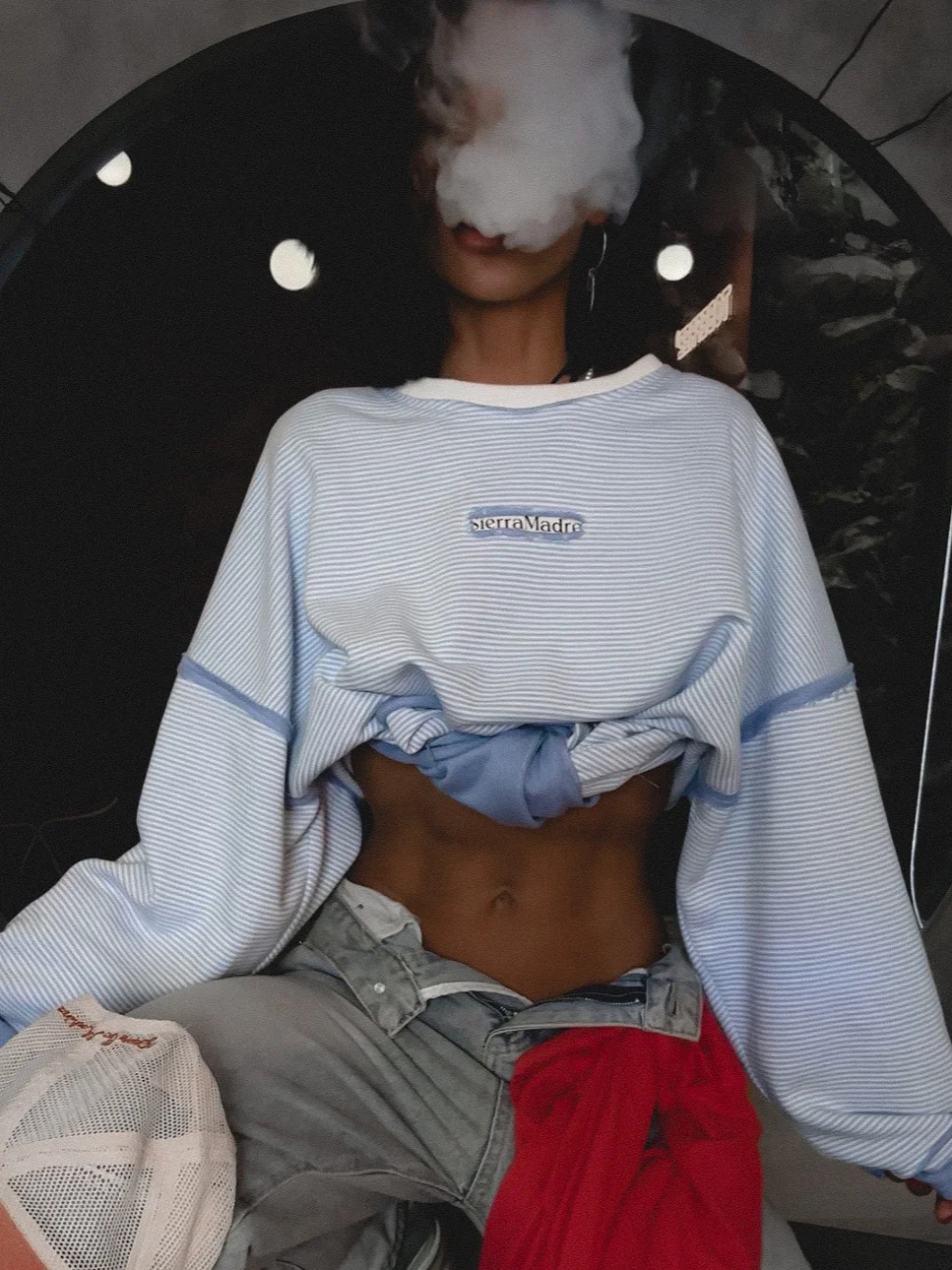 Athvotar Athvotar Street Wind Outside The Stitched Striped Edgy Women Loose Comfortable Lazy Trend Set Long-Sleeved Top