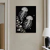 (30x40cm)Two Jellyfish DIY Pearl Painting Framed Grape Handmade Pearl Material Art Kit Living Room Decor