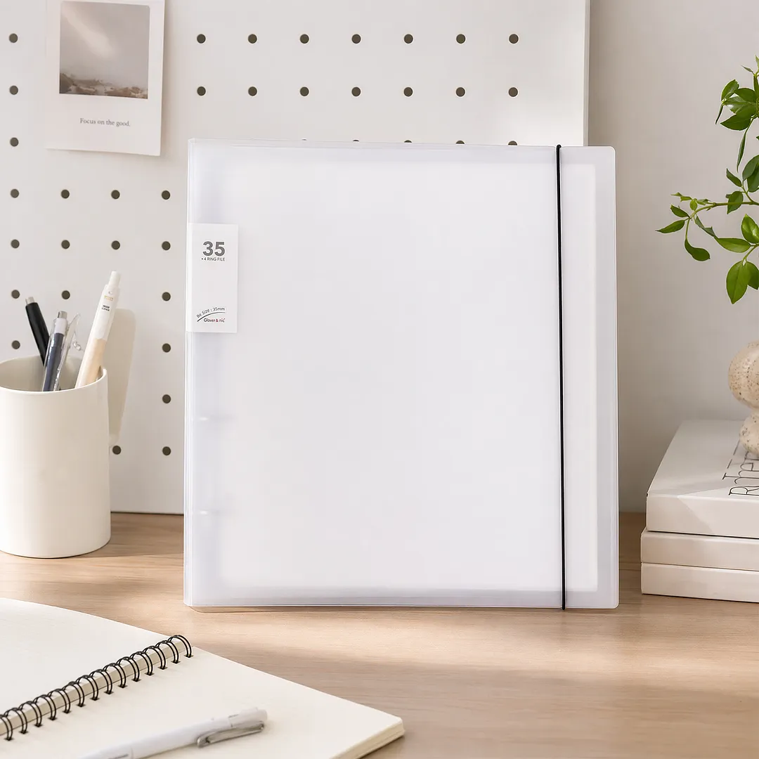 Ring Binder File Folder with Snap Button&50Pcs Inner Pages Transparent Refillable Organizer Waterproof Loose Leaf Sheet Protector for Enhanced Document Organization