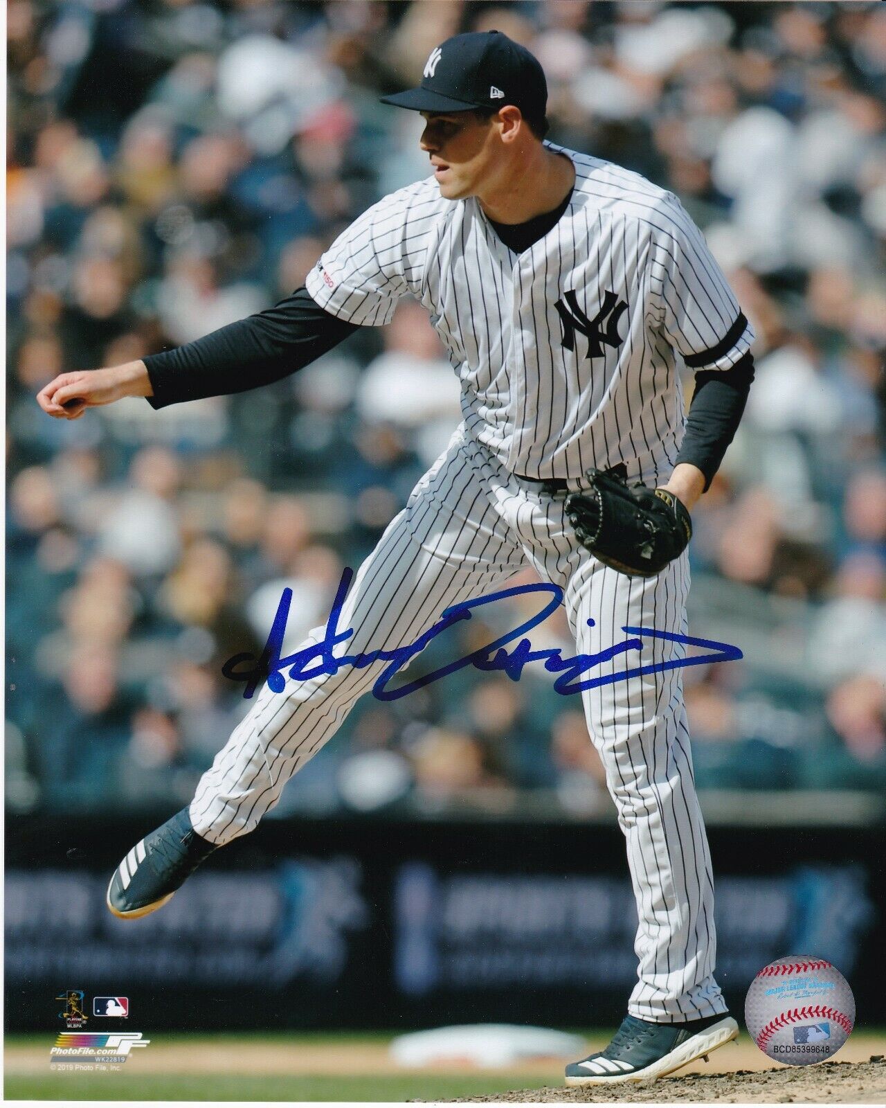 ADAM OTTAVINO NEW YORK YANKEES ACTION SIGNED 8x10