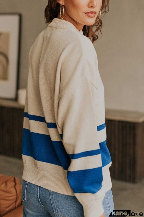 Oversized Stripe Half Zip Sweater