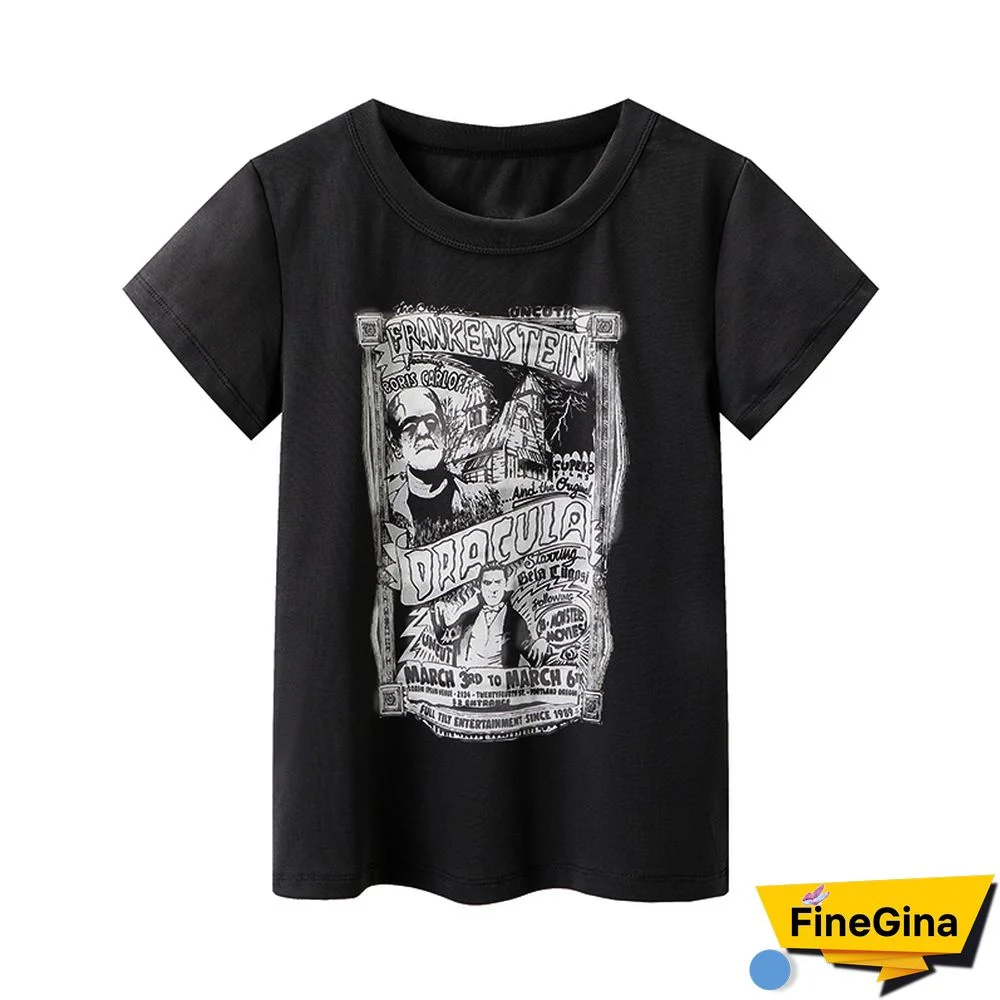 Gothic Portrait Print T-shirt Aesthetic Short Sleevle Sweats Tees Harajuku Streetwear White Crop Top Women Clothes