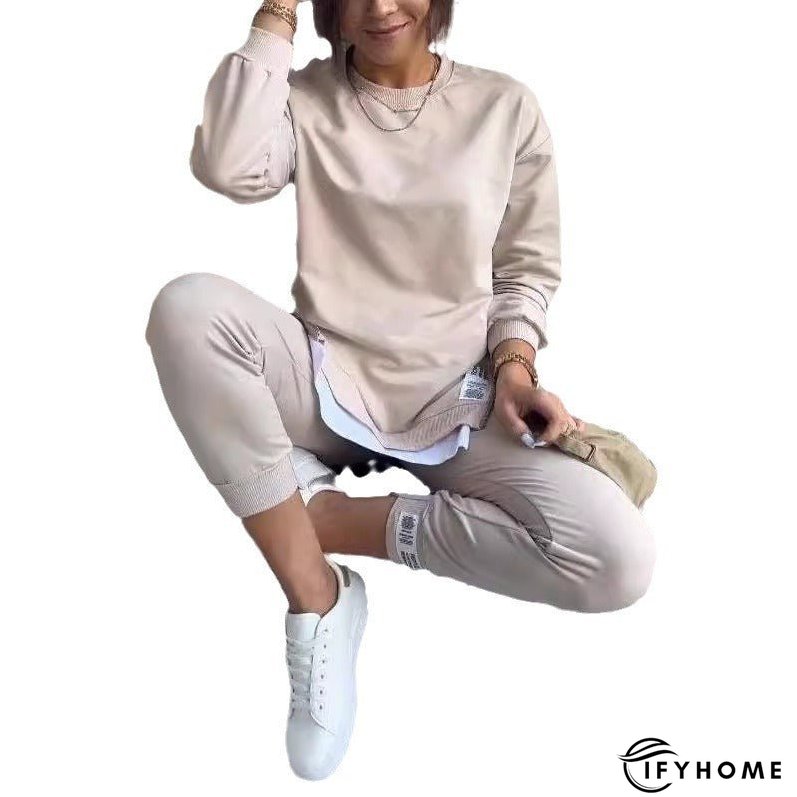 Autumn Patchwork Two-in-One Sweater and Sweatpants Set | IFYHOME