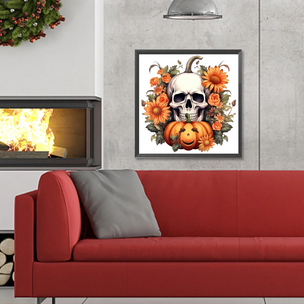 Diamond Painting - Full Round Drill - Pumpkin Skull(Canvas|30*30cm)