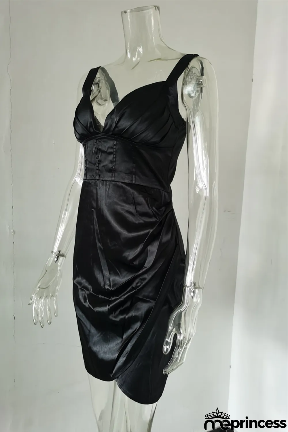 Champagne Fashion Sexy Solid Patchwork Backless V Neck Sling Dress