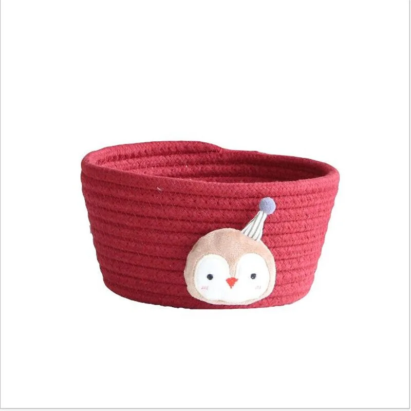Cotton Rope Storage Baskets With Animals Shape Baby Dirty Clothes Laundry Basket Handmade Weaving Desktop Sundries Organizer Box
