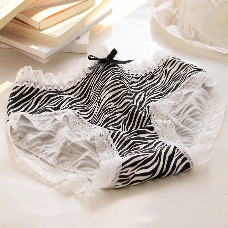 Women's Cotton Underwear Sexy Lace Panties Fashion Leopard Print Traceless Briefs  Waist Comfort Underpants Female Lingerie