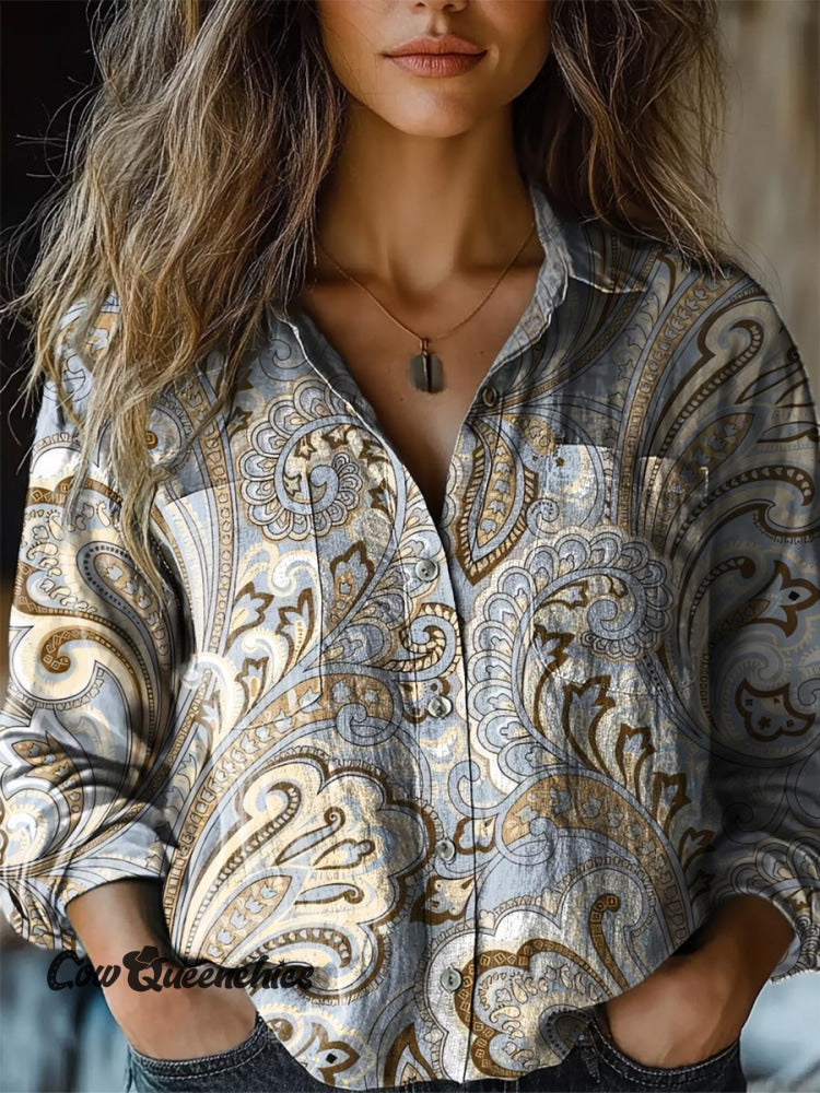 Women’s Grey Blue Bohemian Print Comfort Shirt Grayblue / S