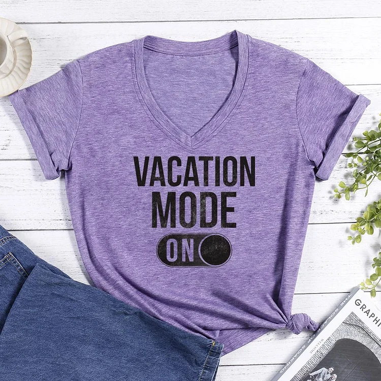 Vacation Mode On V-neck T Shirt-Annaletters