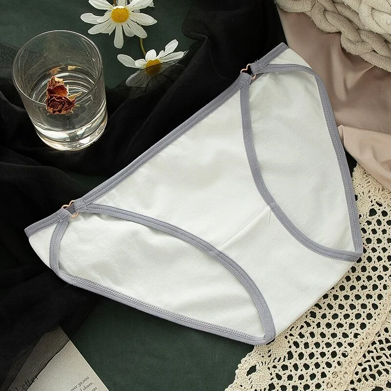 Billionm pure cotton underwear girl low waist white seamless breathable simple dress solid color buttocks T-pants ladies underwear