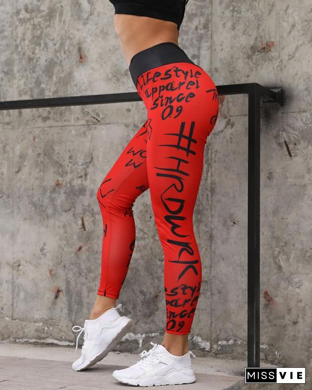 Print Letter Fitness Legging Yoga Pants