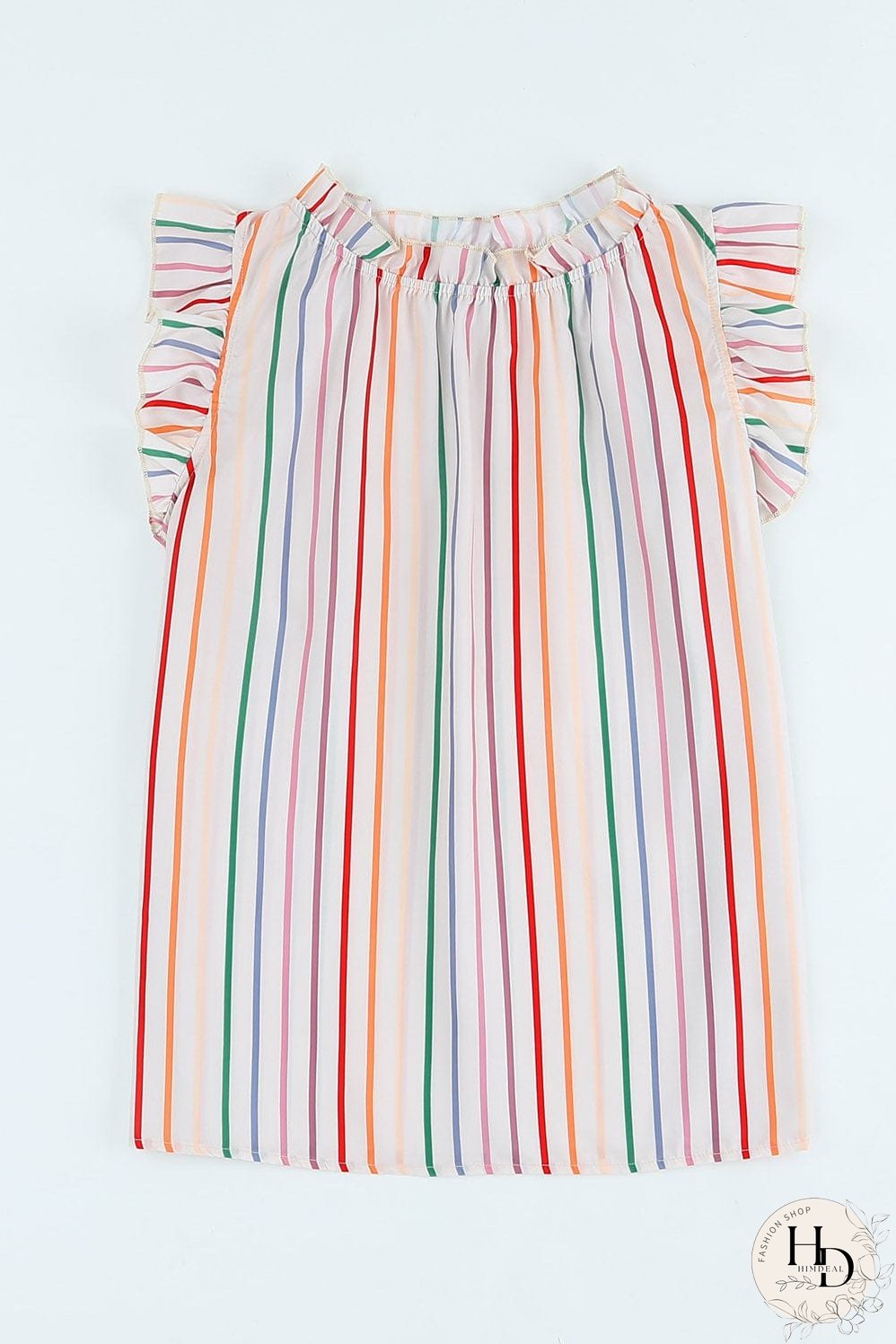 Summer Chic Striped Ruffle Sleeve Tank Top