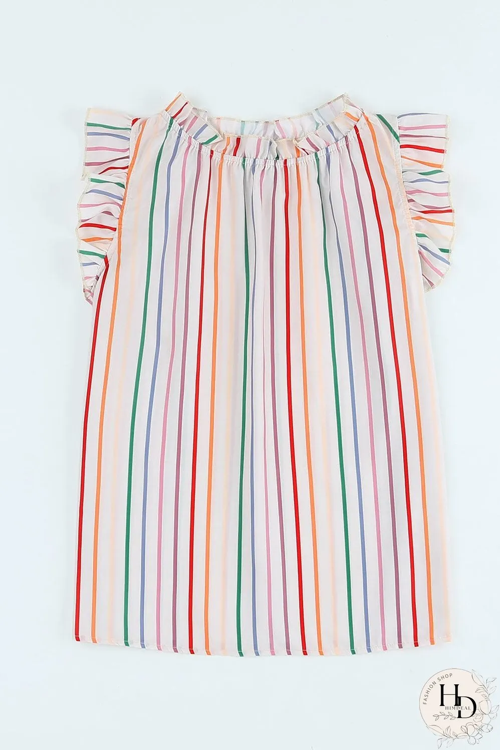 Summer Chic Striped Ruffle Sleeve Tank Top