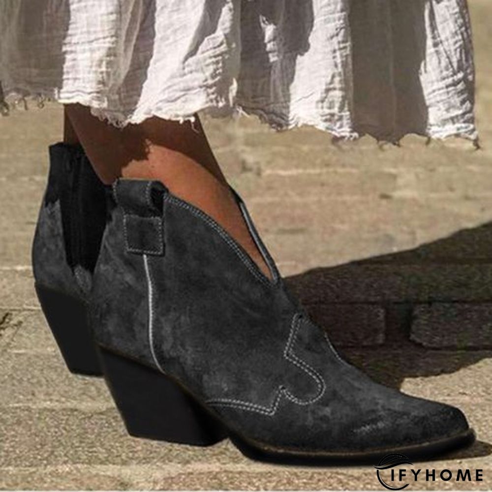 Bohemian mid-heeled pointed booties | IFYHOME
