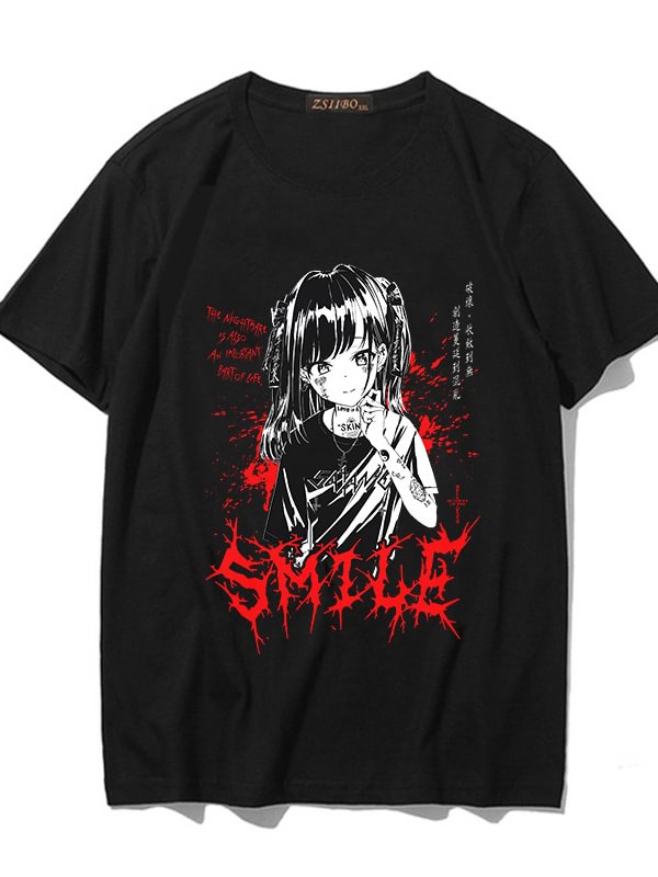 Dark Anime Printed Oversize T-shirt