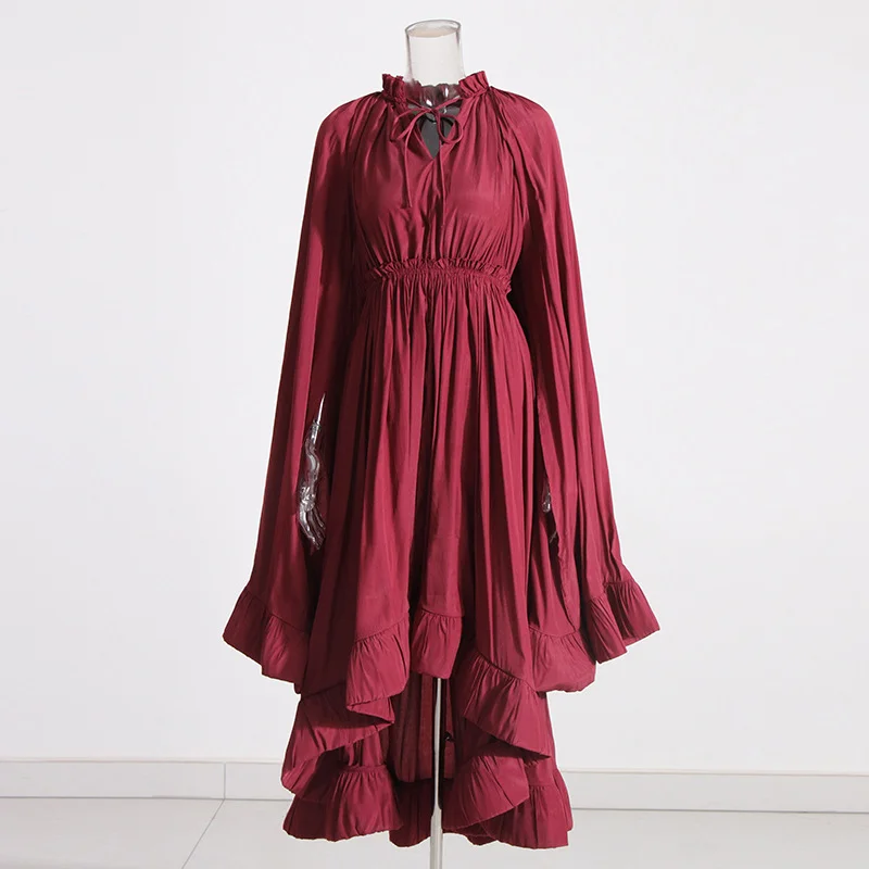 Brownm Spring 2025 New Fashion Temperament 100 Folded Waist Design Feel Lotle Side Cape Long Dress Dress Woman