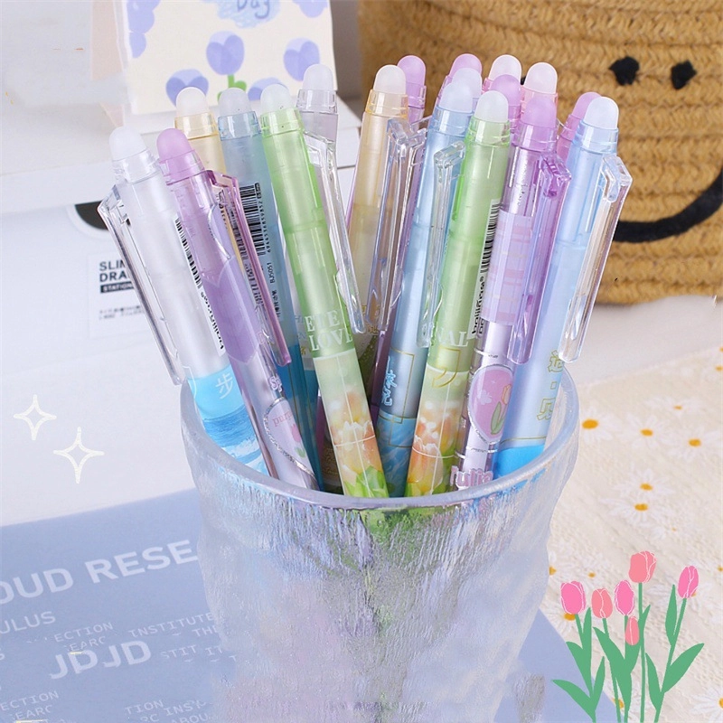 1 Box Of 6 Pieces Tulip Class Learning Plastic Minimalist Classic Style Gel Pen