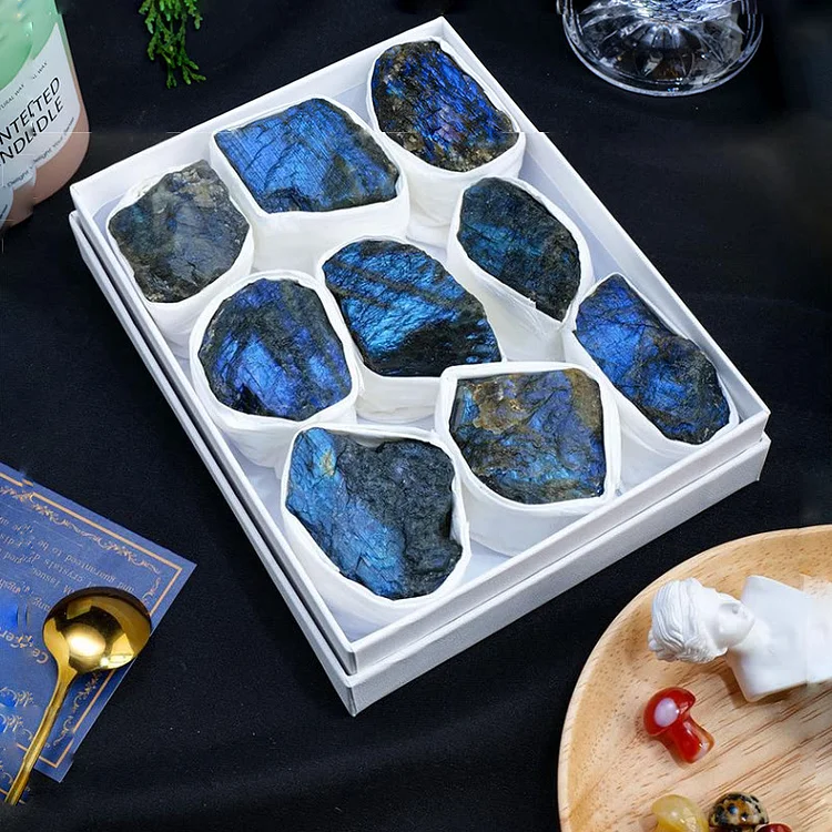 Olivenorma Labradorite Rough Crystal Set Natural Stone