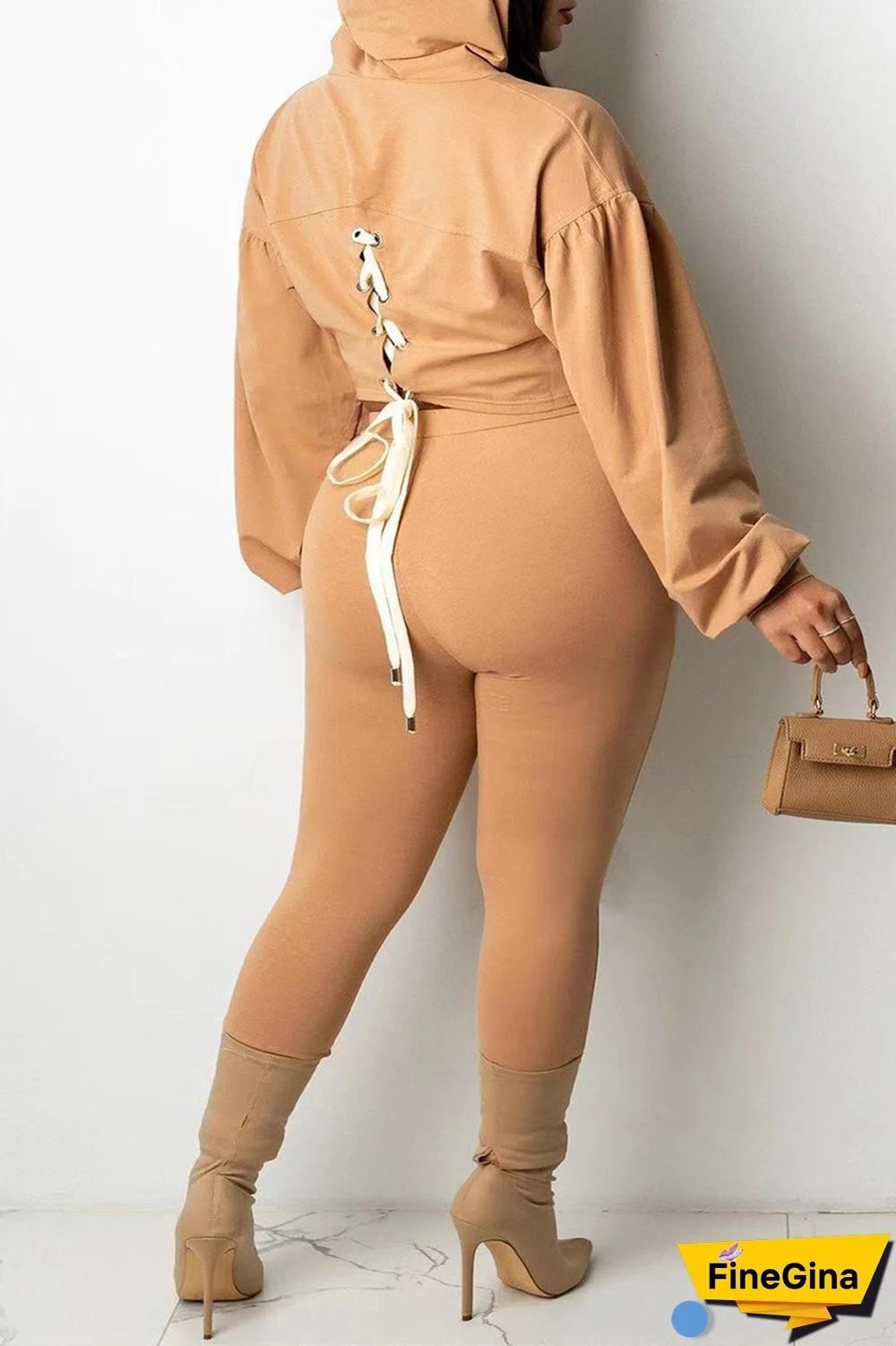 Black Fashion Casual Print Basic Hooded Collar Long Sleeve Two Pieces