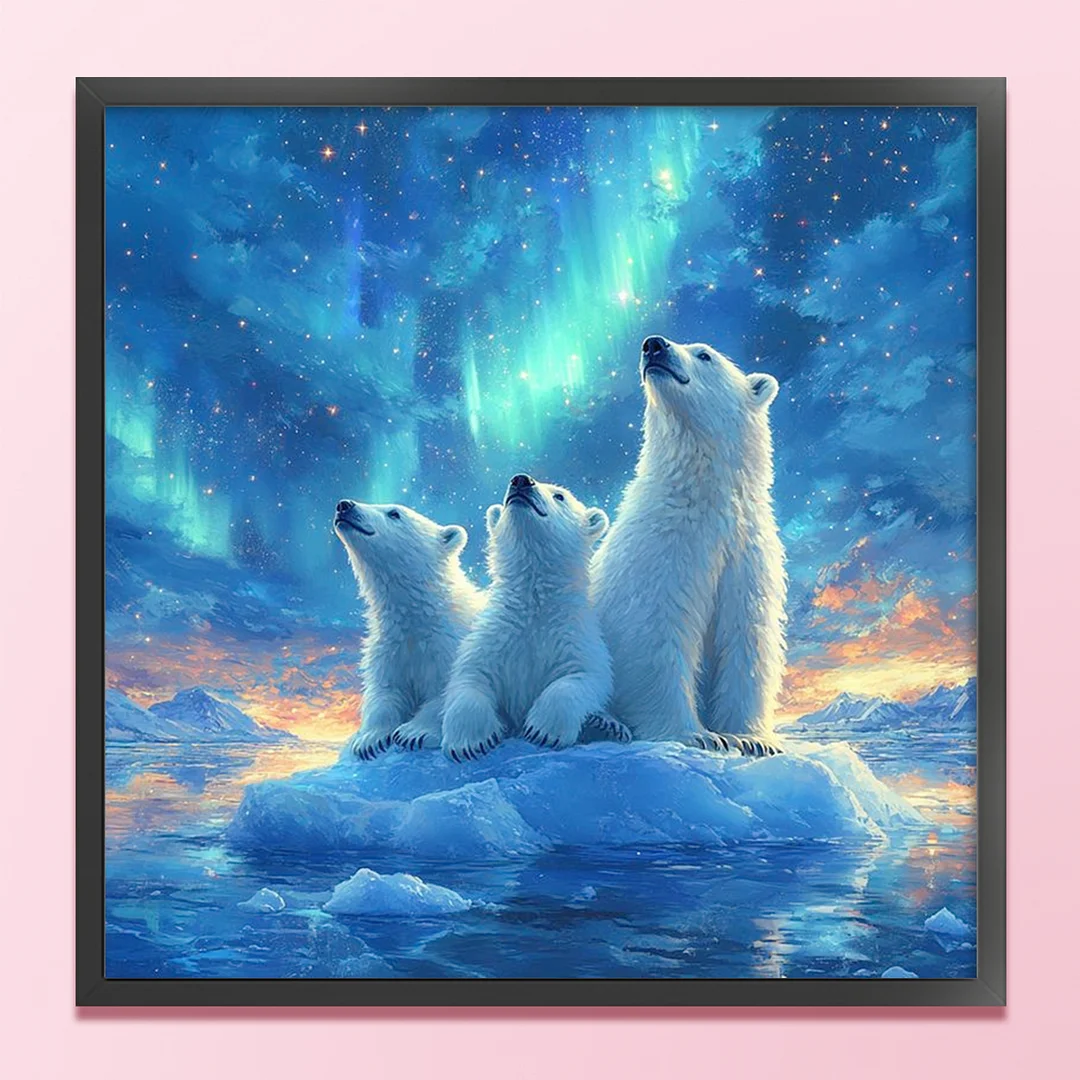 Polar Bear Full 11CT DIY Stamped Cross Stitch Kits for Adults Home Decor 45x45cm