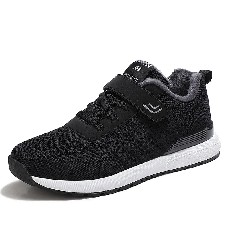 Nine o'clock Quality Mesh Men Casual Shoes Winter Warm Lined Female Sneakers Anti-skid Breathable Footwear Stylish Soft Bottom