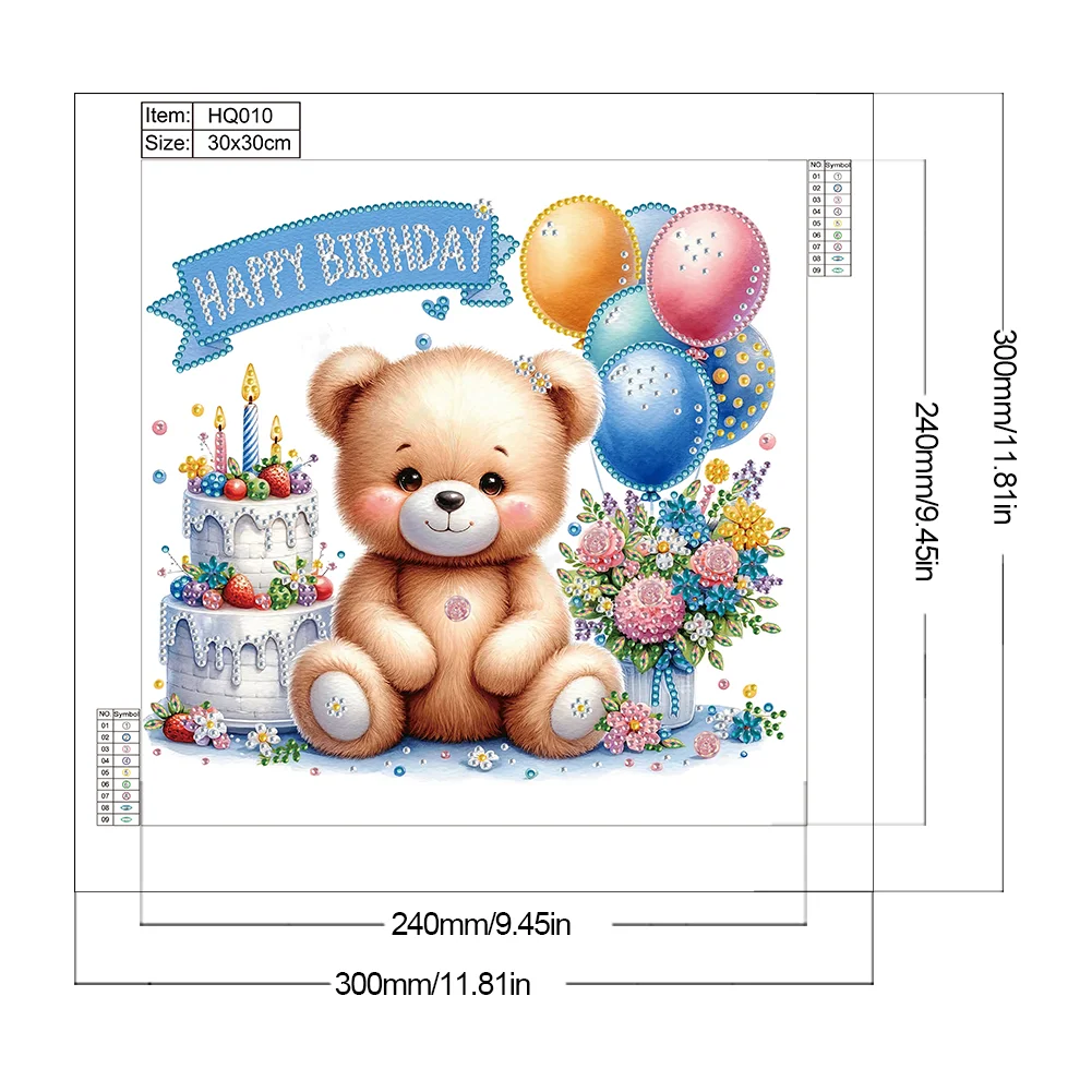 Diamond Painting - Partial Special Shaped Drill - Birthday Teddy Bear(Canvas|30*30cm)