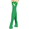 Women's Christmas Festival Bowknot Ball Striped Long Socks 