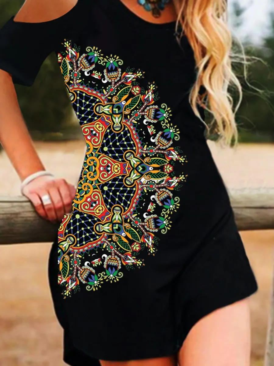 Casual Crew Neck Short Sleeve Knitting Dress