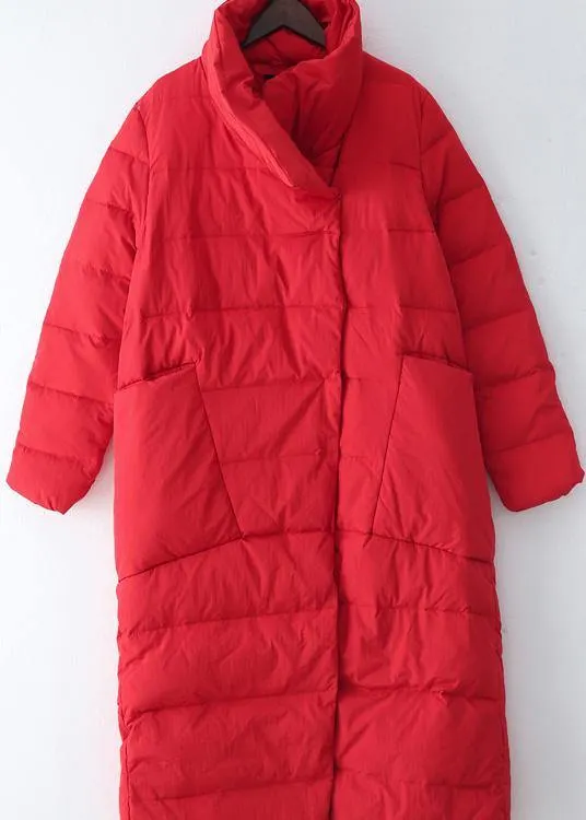 2021trendy plus size women  parka v neck coats red thick warm down coat winter