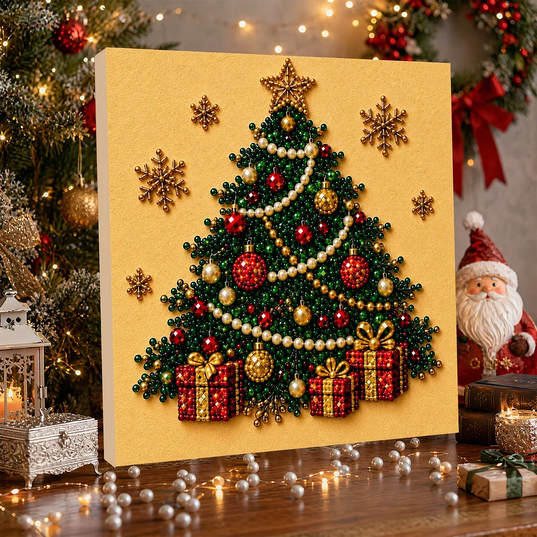 Pearl Bead Painting Kit with Frame Christmas Tree 11.81x11.81in