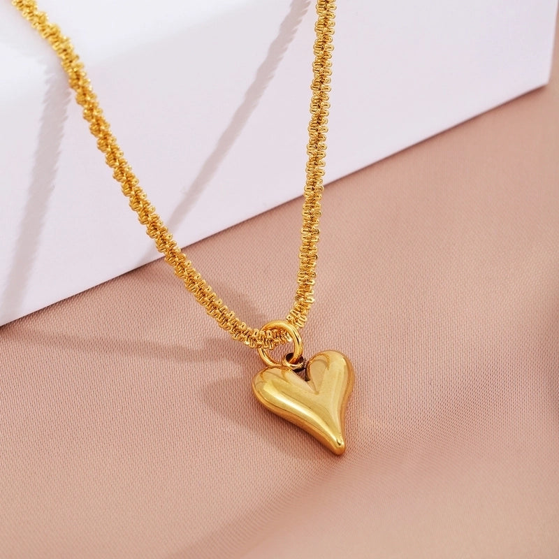 Titanium Steel Minimalist Plating Heart Shape Pendant Necklace