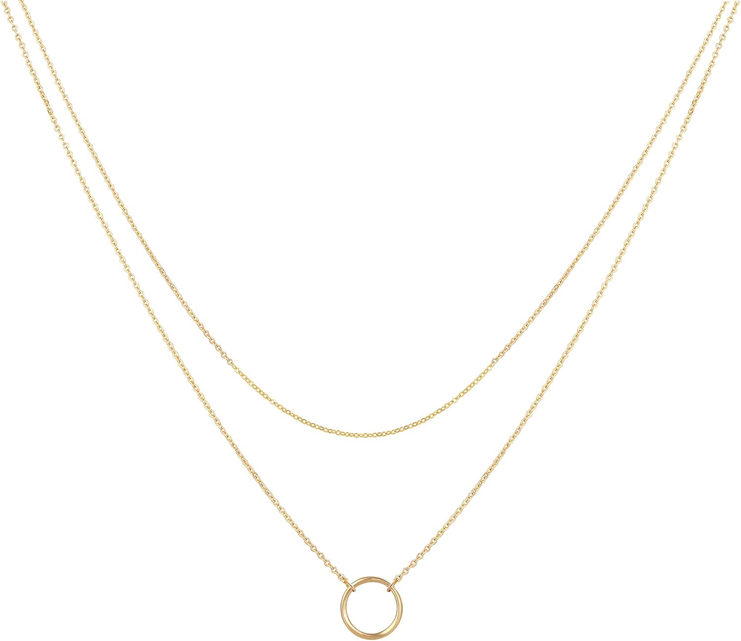 Ldurian Layered Necklaces for Women - 14K Dainty Gold Plated Layering  Chokers Necklaces Set Multilayer Delicate Necklace Trendy Adjustable Long