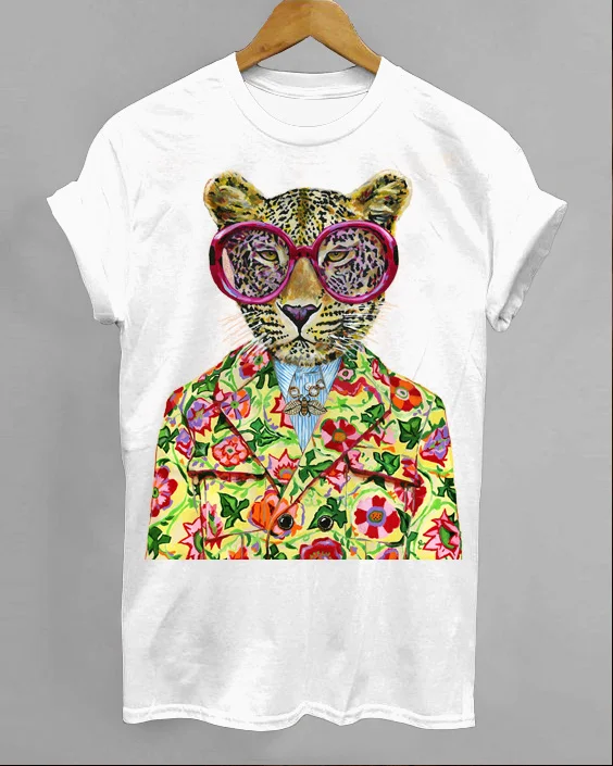 Fashionable Flower Coat Leopard Printed T-Shirt