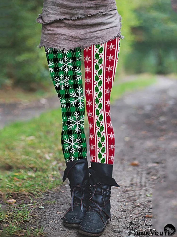 Women's Christmas plaid casual leggings