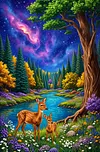 Luxury AB Velvet Diamond Painting Kit - Forest Fawn