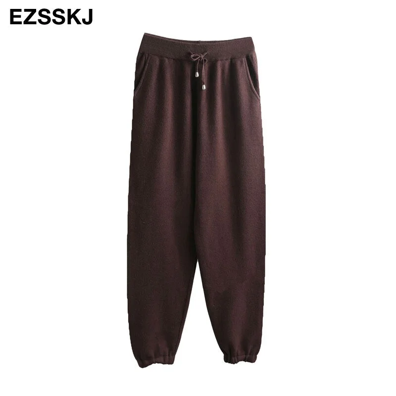 Tracksuit Women Elastic Waist Drawstring Trousers Thick Track warm sweater Pants Autumn Winter Sport swear Women'S Pants New