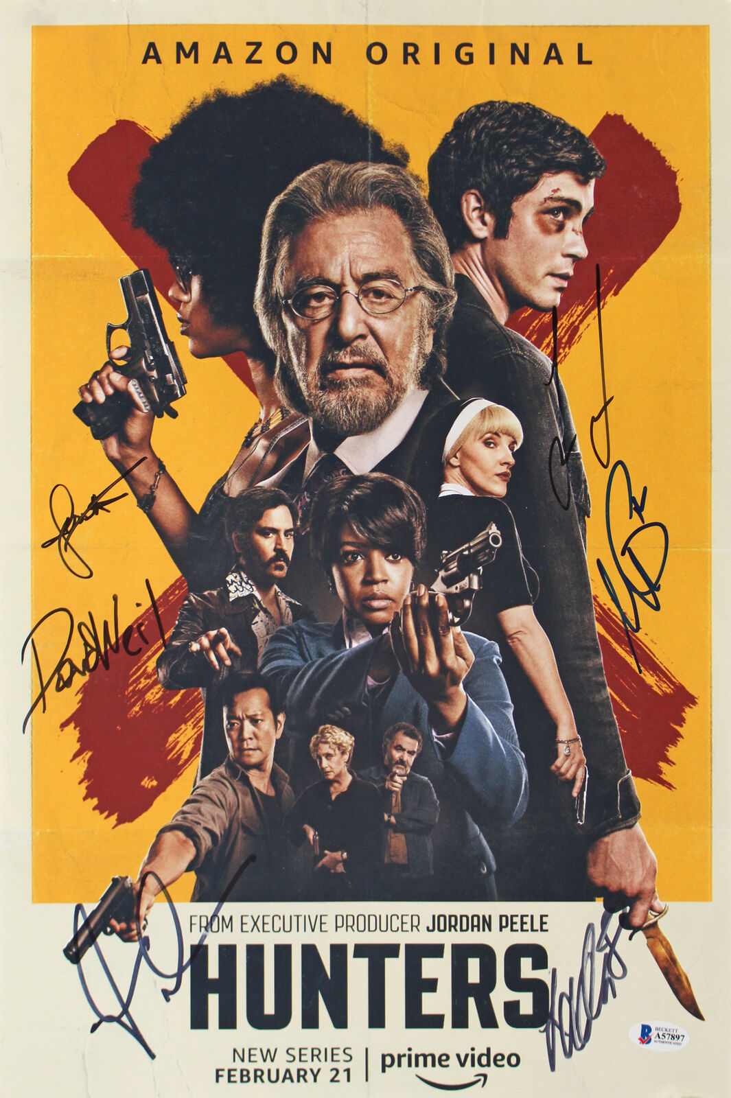 The Hunters (6) Pacino, Lerman, Hinton, Olin +2 Signed 12x18 Photo Poster painting BAS #A57897