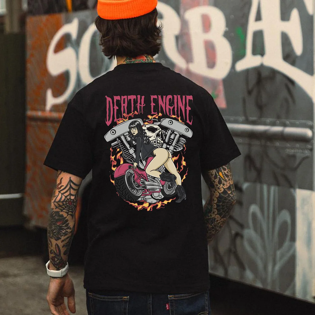 DEATH ENGINE Sexy Lady Black Print T-Shirt