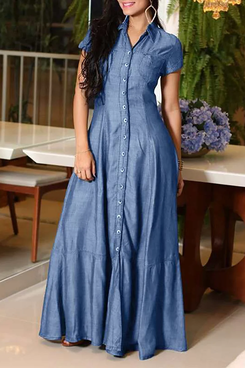 white christmas dresses Denim Babydoll Dress main image 1