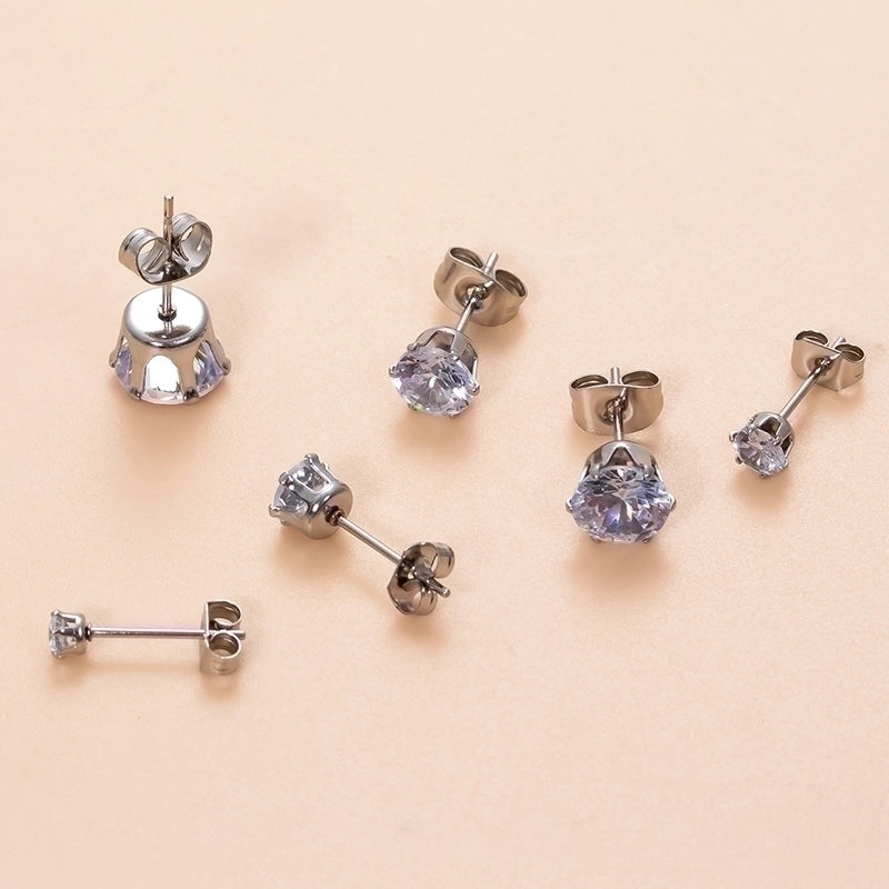 1 Piece Ear Cartilage Rings & Studs Minimalist Classic Style Geometric Round 316L Stainless Steel  Plating Inlay Zircon