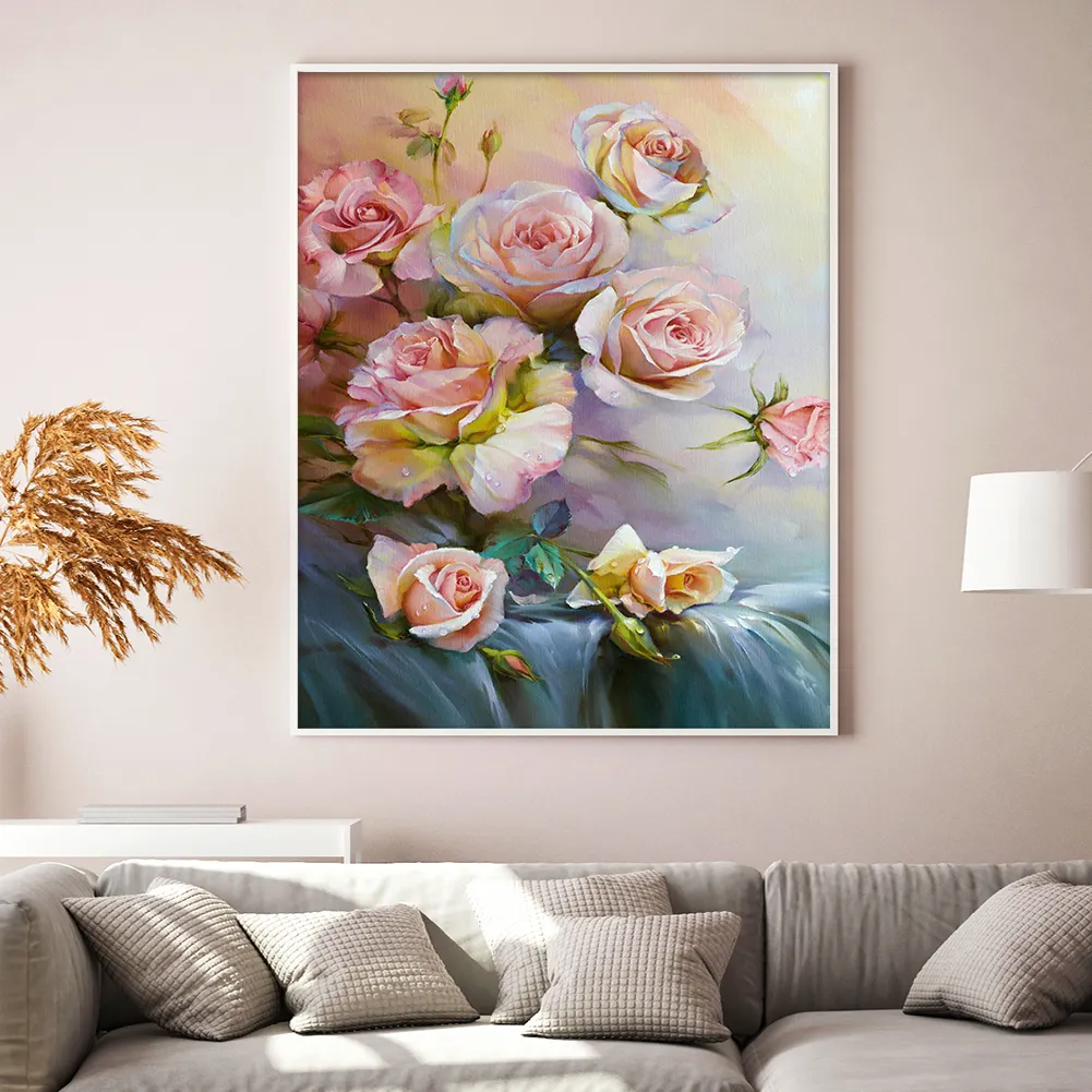 DIY Stamped Cross Stitch 11CT Full Embroidery 40*50cm - Pink Roses