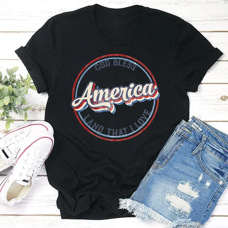 Independence Day America Circle T-shirt Tee-Annaletters