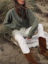 Solid Color High-Neck Buttoned Loose Simple Sweater