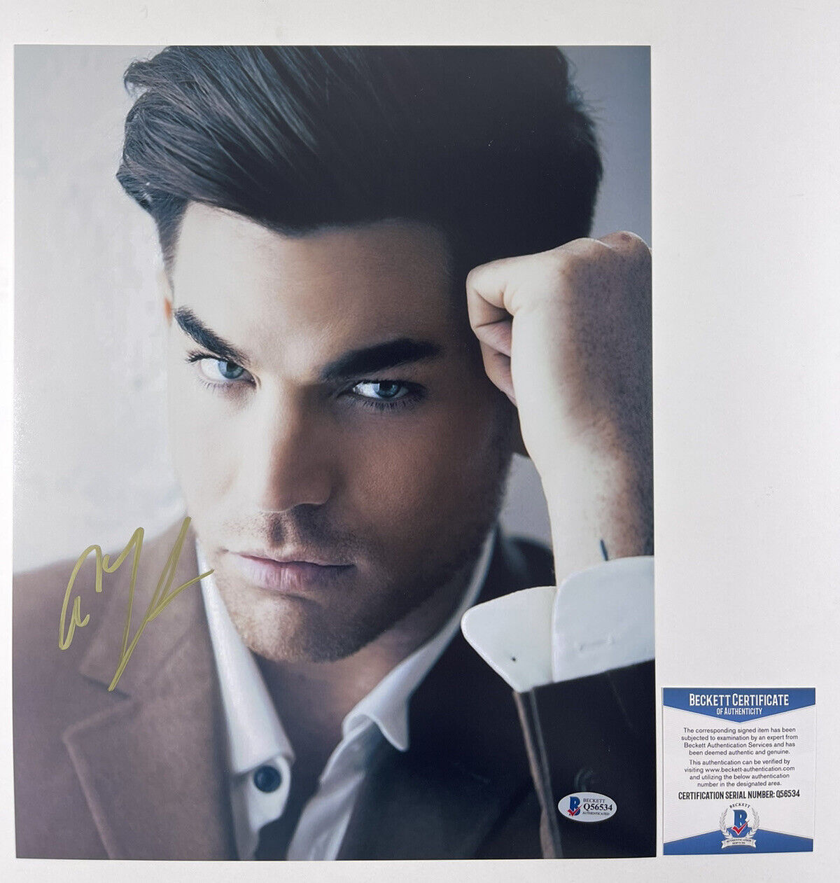 ADAM LAMBERT SIGNED QUEEN 11x14 Photo Poster painting AUTHENTIC BECKETT BAS COA #Q56534