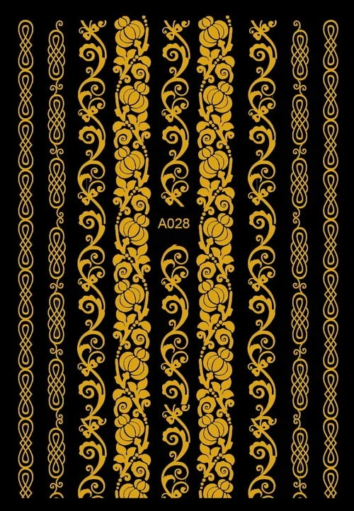 Black Wave Gold Stars White Line Nail Art Stickers Designs Manicure Sticker Back Glue Accessories for Nail Art Decoration Decals