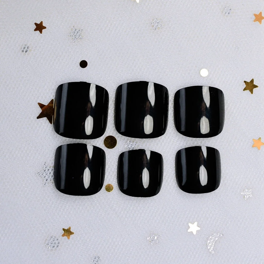 Sexy Classic True Black Show Your Toes Colorful Carnival Style Candy Black False Toes Toenails 20 Color #Bt
