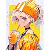 Girl Drinking Juice - 11CT Stamped Cross Stitch - 40*53cm