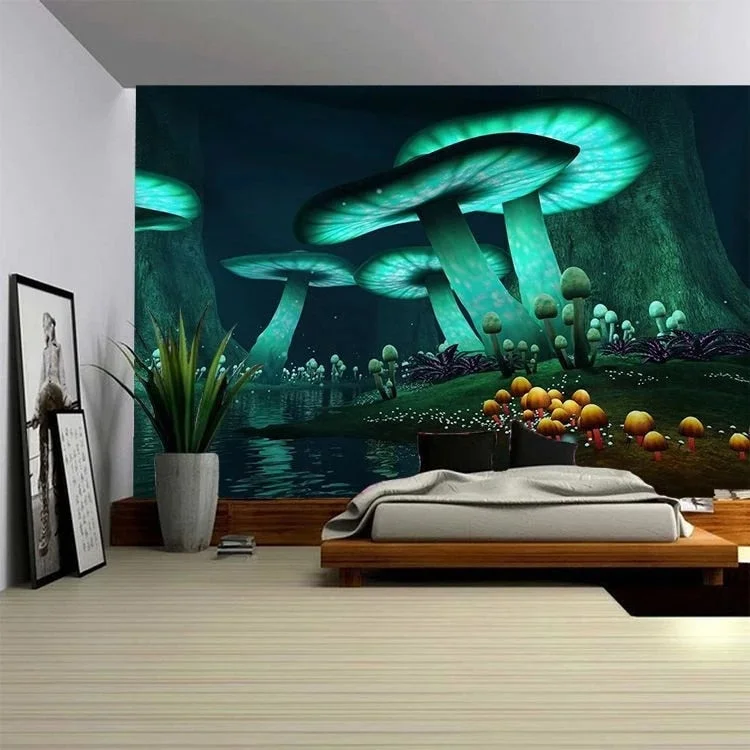 Mushroom Fantasy Forest Tapestry Bohemian Tapestry Mandala Hanging Hippie Wall Hanging Wall Tapestries Mandala Wall Room Decor