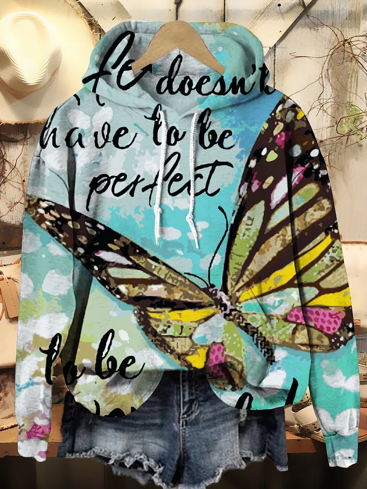 Hippie Butterfly Art Print Casual Hoodie Sweatshirt